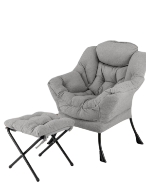 COSTWAY Fauteuil Salon Scandinave avec Repose-Pieds